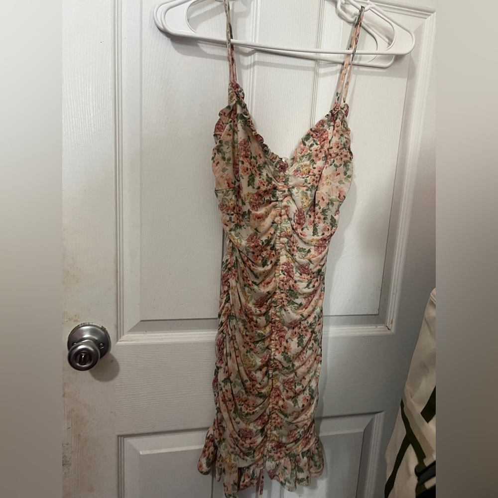 Floral Print Ruched Dress